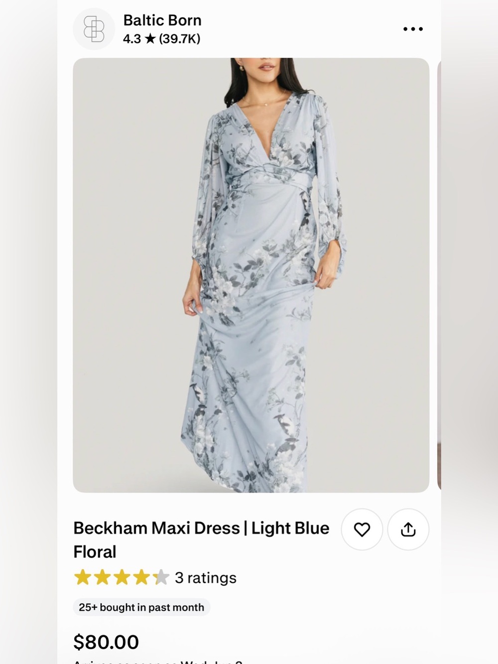 Baltic Born Light Blue Floral Wrap Maxi Dress